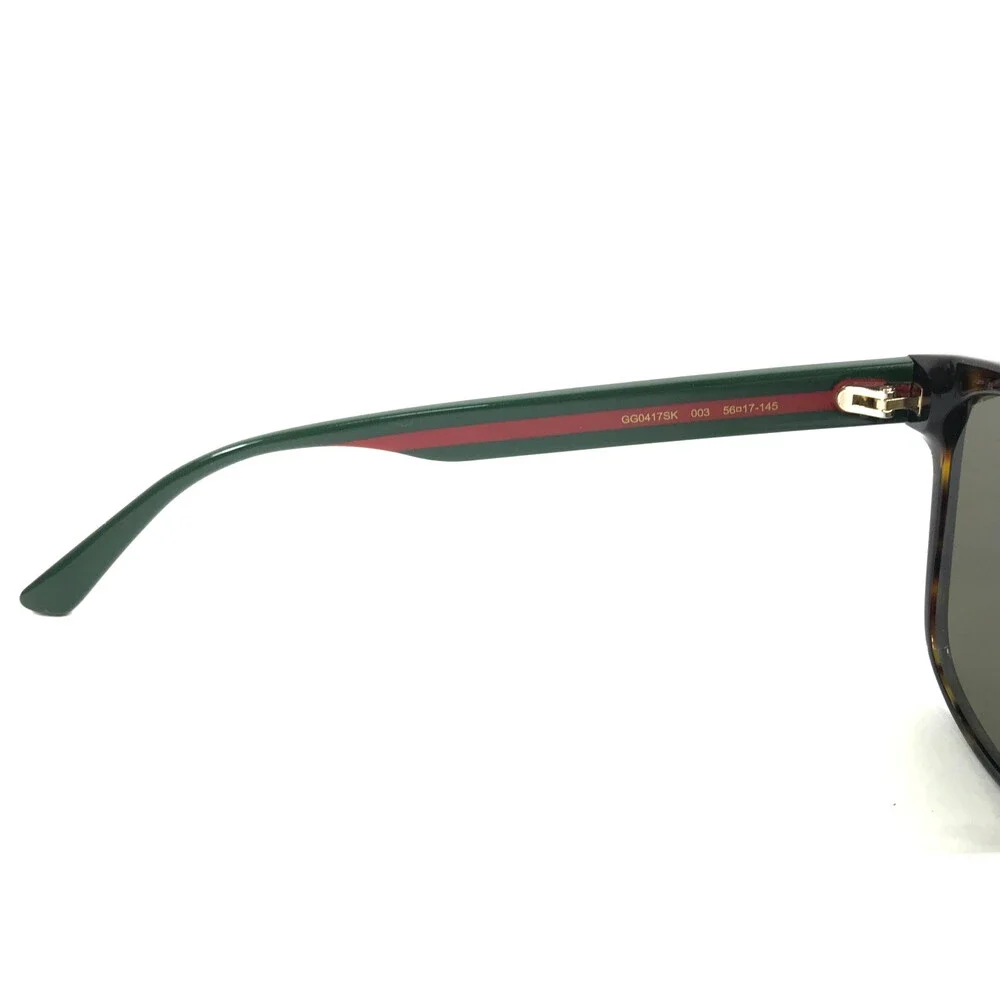 Gucci Sunglasses GG0417SK 003 Tortoise Green Red Asian Fit Frames w Brown Lenses